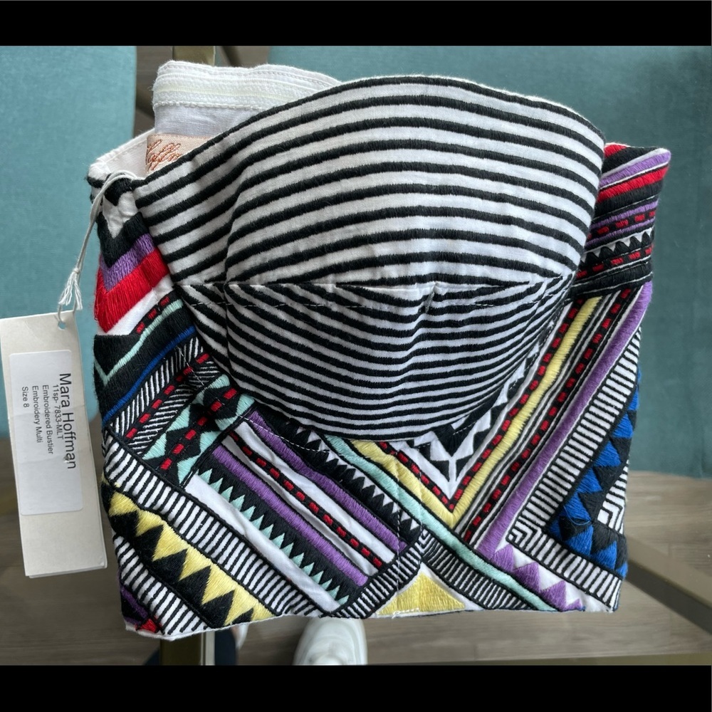 Mara Hoffman Multicolor Geometric Strapless Top - image 4